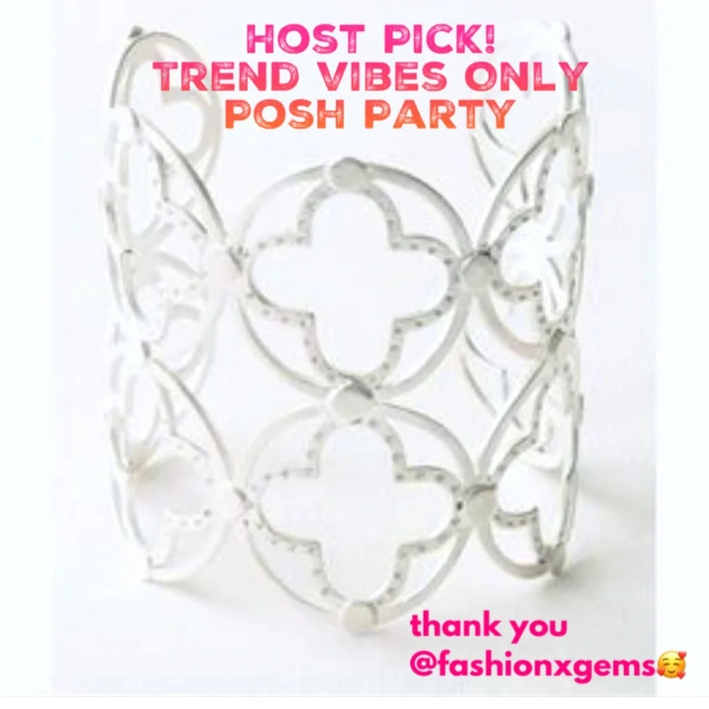 :: Stella & Dot | Retired RARE Bold Silver Clover Quatrefoil Power Cuff - Picture 3 of 5